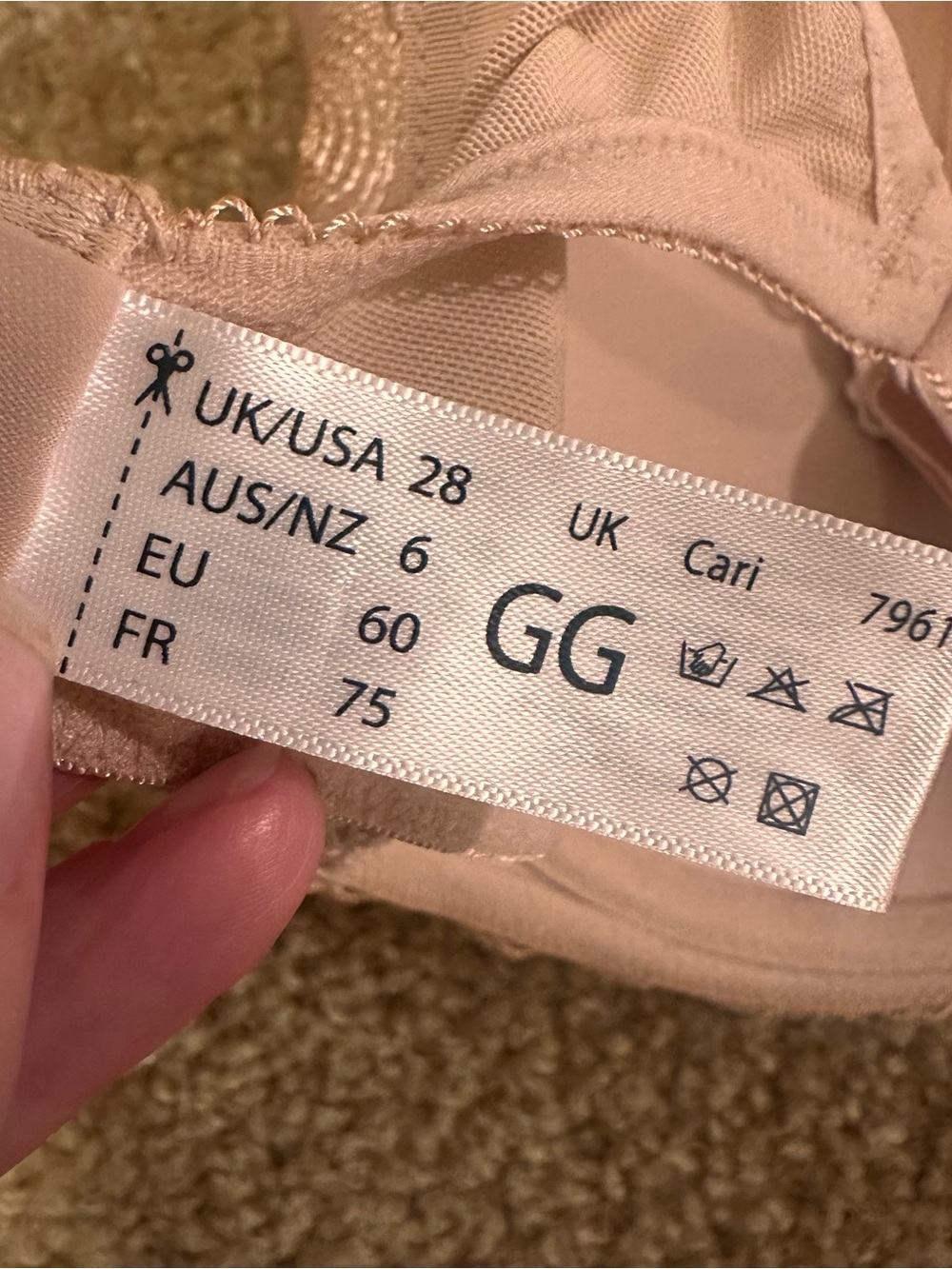 Panache Cari 7961 T-Shirt Bra 28GG UK Nude Beige Spacer Molded Underwire Lace - Picture 5 of 8